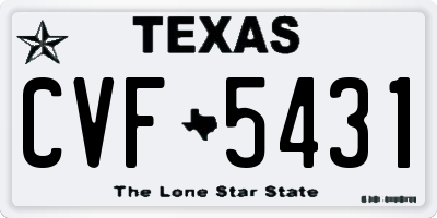 TX license plate CVF5431