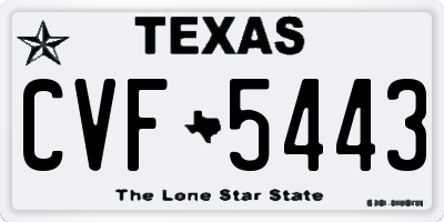 TX license plate CVF5443