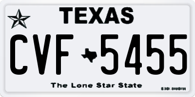 TX license plate CVF5455