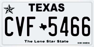 TX license plate CVF5466