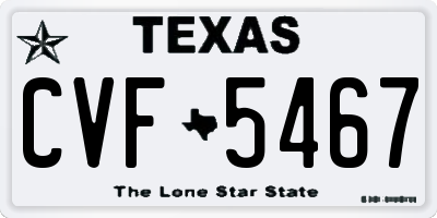 TX license plate CVF5467