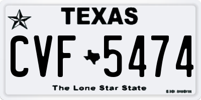 TX license plate CVF5474