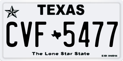 TX license plate CVF5477