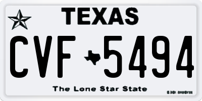 TX license plate CVF5494