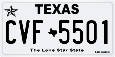 TX license plate CVF5501