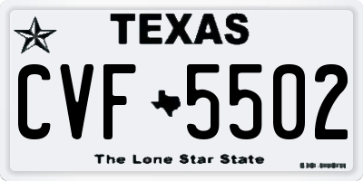 TX license plate CVF5502