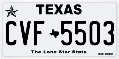 TX license plate CVF5503