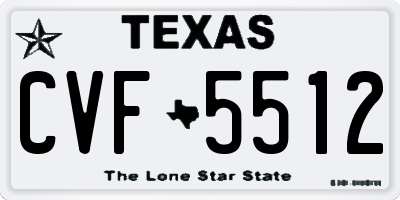 TX license plate CVF5512