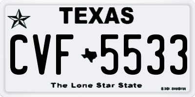 TX license plate CVF5533