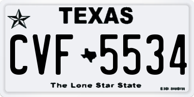 TX license plate CVF5534