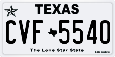 TX license plate CVF5540