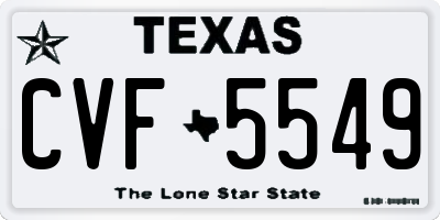 TX license plate CVF5549