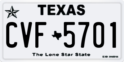 TX license plate CVF5701