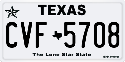 TX license plate CVF5708