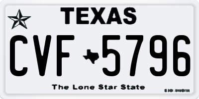 TX license plate CVF5796