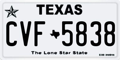 TX license plate CVF5838