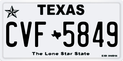 TX license plate CVF5849