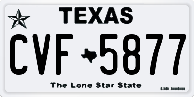 TX license plate CVF5877