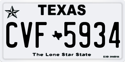 TX license plate CVF5934