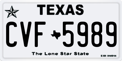 TX license plate CVF5989