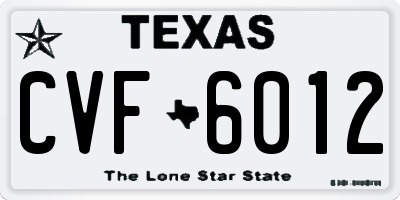 TX license plate CVF6012