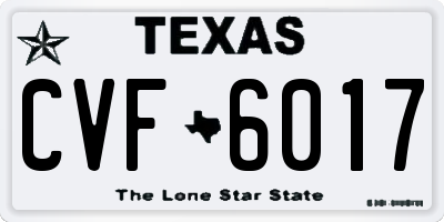 TX license plate CVF6017