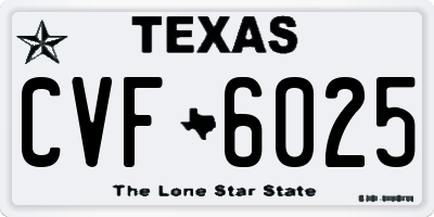 TX license plate CVF6025