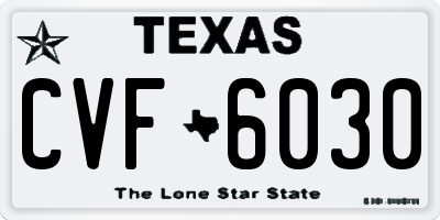 TX license plate CVF6030
