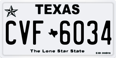 TX license plate CVF6034