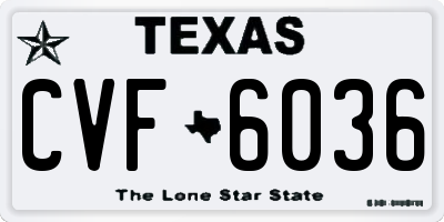 TX license plate CVF6036