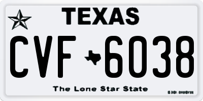 TX license plate CVF6038