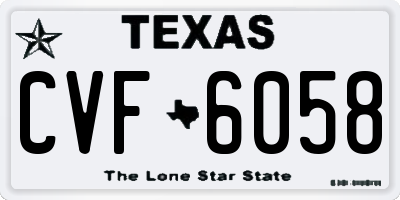 TX license plate CVF6058