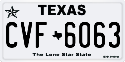 TX license plate CVF6063