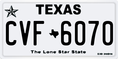 TX license plate CVF6070