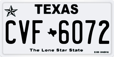 TX license plate CVF6072