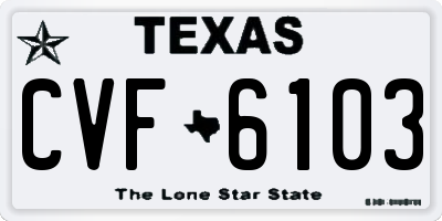 TX license plate CVF6103