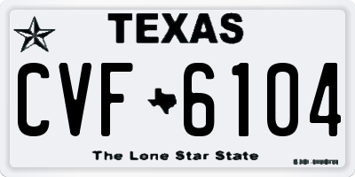TX license plate CVF6104
