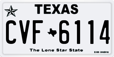 TX license plate CVF6114