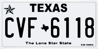 TX license plate CVF6118