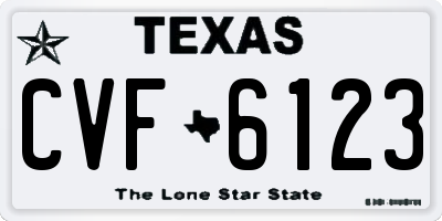 TX license plate CVF6123