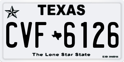 TX license plate CVF6126