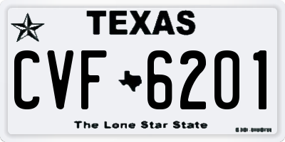 TX license plate CVF6201
