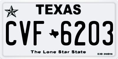 TX license plate CVF6203