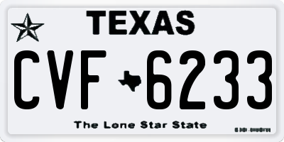 TX license plate CVF6233