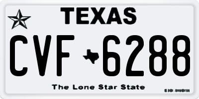 TX license plate CVF6288