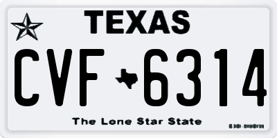 TX license plate CVF6314