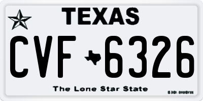 TX license plate CVF6326