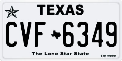 TX license plate CVF6349