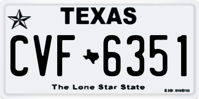 TX license plate CVF6351