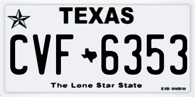 TX license plate CVF6353